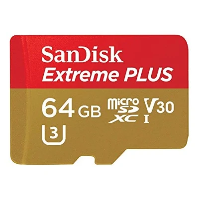 Abbildung von SanDisk Extreme Plus 64GB MicroSDXC Speicherkarte + SD Adapter bis zu 100MB/s, Klasse 10, U3, V30, A1 (Generalüberholt)