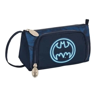 Abbildung von Safta Batman Legendary Federmäppchen mit leerer Falttasche, für Kinder, ideal Schulkinder, vielseitig einsetzbar, Qualität und Stärke, 20 x 8,5 11 cm, Marineblau,