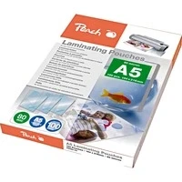 Abbildung von Peach Laminierfolien A5 80 mic 100 pouches glänzend Premiumqualität für beste Laminierergebnisse kompatibel mit Geräten aller Markenhersteller PP580 03