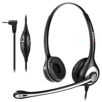 Abbildung von Wantek 2,5mm Telefon Headset Dual mit Noise Cancelling Mikrofon und Volume Mute Control