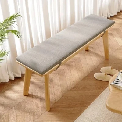 Abbildung von HARELA Esszimmer Sitzbank Polsterbank Schuhbank, Bettbank Holzbank Rustikale Home Décor Möbel, Bank ohne Lehne, für Flur, Wohnzimmer, Schlafzimmer(Wood,120cm/47.2in)