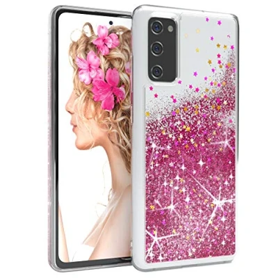 Abbildung von EAZY CASE Hülle kompatibel mit Samsung Galaxy S20 FE / 5G Schutzhülle Flüssig Glitzer, Handyhülle, Schutzhülle, Back Cover Glitter Flüssigkeik, TPU/Silikon, Durchsichtig, Pink