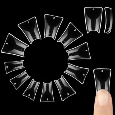 Abbildung von NOVO OVO 550 Stück klare Entenfüße Nagelspitzen DUCK FEET NAIL TIPS, weiches Gel Kristall Flare, Y2K halbe Abdeckung, breite französische Kunstnagelverlängerung für Acrylnägel, 11 Größen im Beutel