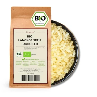 Abbildung von Kamelur BIO Langkornreis parboiled (500g) Langkorn Reis, weiß, gedämpft, aus kontrolliert biologischem Anbau