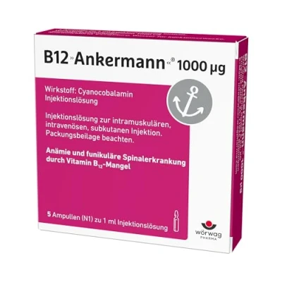 Abbildung von B12 Ankermann® Injekt, Vitamin 1000 µg Effektiv und schnell gegen Mangel, 5 Amp. à 1 ml