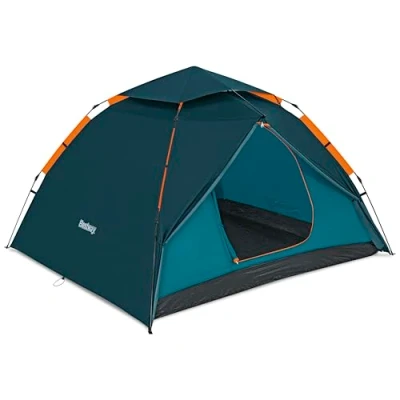 Abbildung von Bestway 4 Personen Zelt Alpine Dome, SwiftClick System, 350x240x138cm, 2.000 mm Wassersäule, 5 Min Aufbau, 2 Eingänge, Insektennetz, Innentaschen, Tragetasche, Fiberglas, PU beschichtetes Polyester