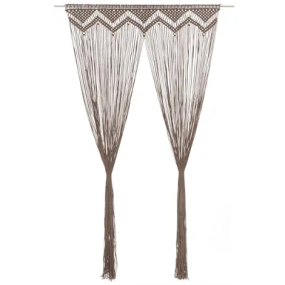 Abbildung von vidaXL Makramee Vorhang Handgefertigt Wandbehang Tapestry Türvorhang Dekovorhang Fenstervorhang Hochzeit Hintergrund Taupe 140x240cm Baumwolle