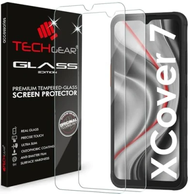 Abbildung von TECHGEAR 2 Stück Glas für Samsung Galaxy XCover 7 Displayschutzfolie, Edition Displayschutzfolien Abdeckung [2.5D Runde Kanten] [9H Härte] [Kristallklarheit] [Kratzfest] [Keine Blasen]