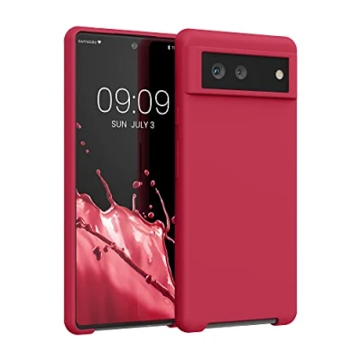 Abbildung von kwmobile Hülle kompatibel mit Google Pixel 6 Silikon Handy Case Handyhülle weiche Oberfläche kabelloses Laden Sweet Cherry