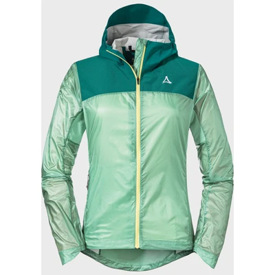 Abbildung von Schöffel Damen Hybrid Jkt Flow Trail L, extrem leichte, atmungsaktive MTB Jacke, wasserabweisende Fahrradjacke mit vorgeformten Ellbogen, matcha mint, 46