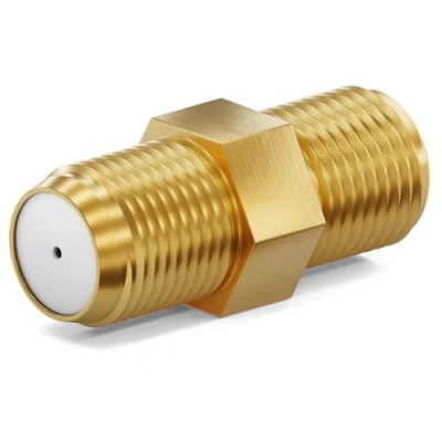 Abbildung von HB DIGITAL 1x Profi SAT Koaxialkabel Adapter Verbinder F Kupplung stecker Für Fernsehkabel Antennenkabel Satelliten Kabel 2X Buchse Breite Vergoldet