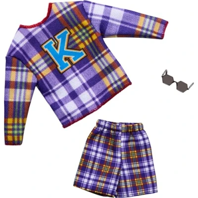 Abbildung von Mattel® Anziehpuppe Mattel HRH35 Barbie Ken Modeset Lila Outfit mit &quot;K&quot; Emblem