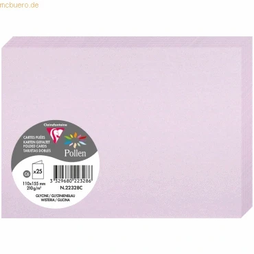 Abbildung von Clairefontaine 22328C Packung mit 25 Faltkarten Pollen Format C6 110x155 mm, 210g, ideal für Ihre Einladungen und Korrespondenz, glatt, Wistarai, 1 Pack