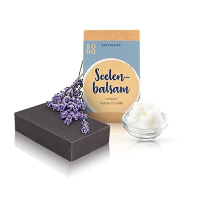 Abbildung von SOHO Naturkosmetik Duschseife &quot;Seelenbalsam&quot; Festes Duschgel mit Lavendel &amp; Sheabutter Vegane Seife für Körper Hände (100g)