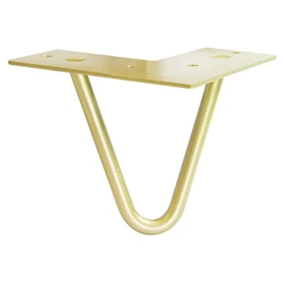Abbildung von WAGNER Möbelbein/Tischbein/Möbelfuß Hairpin Leg Retro Style Stahl pulverbeschichtet goldfarben, 12 x 10 cm, Bein konisch/schräg verlaufend, integrierte Anschraubplatte 12821501