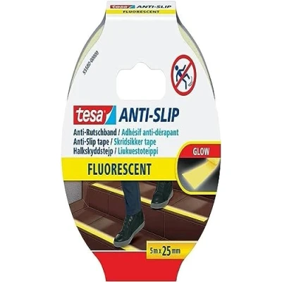 Abbildung von tesa Anti Rutschband Rutschfestes Klebeband Für innen und außen Treppen, Leitern glatte Böden Fluoreszierend 5 m x 25 mm