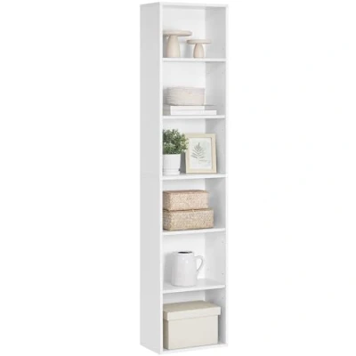 Abbildung von VASAGLE Bücherregal, mit 6 Ebenen, Standregal, Aufbewahrungsregal, für Wohnzimmer, Büro, Schlafzimmer, Arbeitszimmer, skandinavischer Stil, 24 x 40 178,5 cm, weiß LBC167T14
