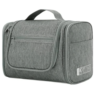 Abbildung von WANDF Groß Waschtasche, Kulturtasche zum Aufhängen für Damen, Kulturbeutel Herren Gross, Waschbeutel Camping Reisen Kinder Frauen Mann (Grau)