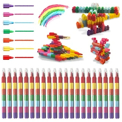 Abbildung von ICEPAPA, 21 Stück Wachsmalstifte, Stapelbare stifte kinder mitgebsel, ideal als Mitgebsel Kindergeburtstag, Give aways kindergeburtstag oder kleine geschenke für kinder(7 Farben in 1)