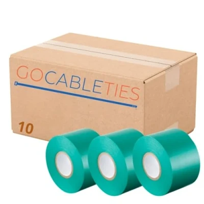Abbildung von GOCABLETIES Isolierband Grün 10 Rollen 50 mm x 33 m strapazierfähiges, selbstklebendes zum Schutz, Bündeln und Reparieren von Kabeln
