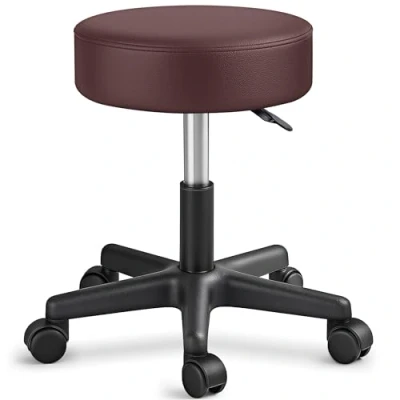 Abbildung von TRESKO Drehhocker Rollhocker höhenverstellbar, 10 cm Dicke Polsterung, Arbeitshocker Hocker 360 drehbar