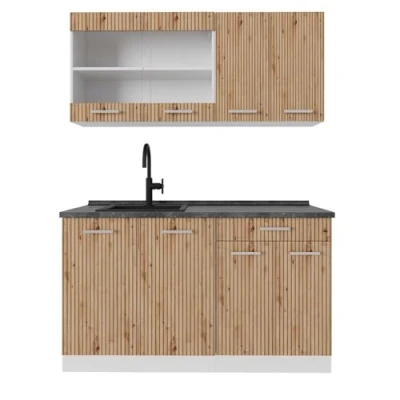Abbildung von Vicco Singleküche R Line, Artisan Eiche/Weiß, 140 cm, AP Anthrazit