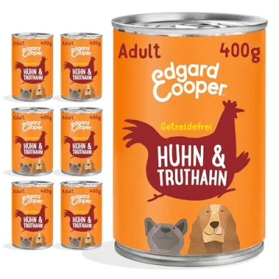Abbildung von Edgard &amp; Cooper Nassfutter für Hunde (Huhn Truthahn, 400g x 6), Getreidefrei, natürliche Zutaten und frisches Fleisch, voller essentieller Aminosäuren