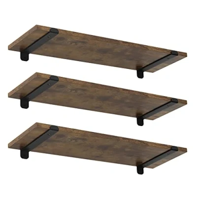 Abbildung von EUGAD Wandregal 3er Set, Hängeregal Holzmaserung, Schweberegal 60x7x20 cm, Wandboard mit Belastbarkeit 15 kg/Ebene, Regalbrett an Wand, schwebendes Regal für Wohnzimmer Küche Badezimmer, 0295QJ
