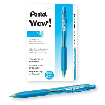 Abbildung von Pentel BK440 S Kugelschreiber mit Druckmechanik und ergonomischer Dreiecksgriffzone, hellblau