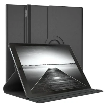 Abbildung von EAZY Case Tablet Hülle für iPad Pro 12,9&quot; 2017 Schutzhülle 12.9 Zoll Smart Cover Rotationcase zum Aufstellen Klapphülle 360 drehbar mit Standfunktion Tasche Kunstleder Schwarz