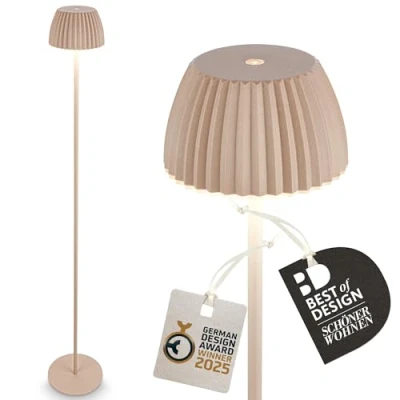 Abbildung von Briloner Leuchten LED Stehlampe Riffle Stehleuchte kabellos Akku dimmbar Design Award USB C, fest integriert, 2700K Extra Warmweiß