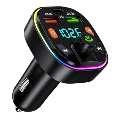 Abbildung von GlasFlength FM Transmitter Auto Bluetooth, Bluetooth Adapter Autoladegerät mit Freisprecheinrichtung PD 20W &amp; Typ C QC 3.0 Bass Hi Fi Stereo Radio
