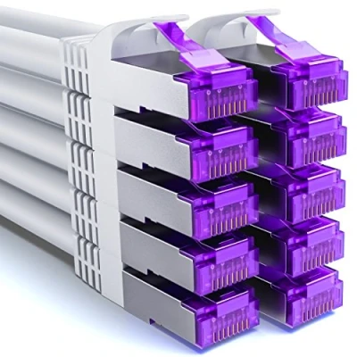 Abbildung von deleyCON 10x 2m CAT7 Netzwerkkabel 10 Gigabit RJ45 Patchkabel Ethernet Kabel (Kupfer, SFTP PiMF Schirmung) LAN DSL Switch Modem Router Patchpanel CAT6 CAT5 Weiß