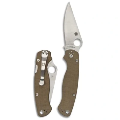 Abbildung von Spyderco Knives Brown Canvas Micarta para Millie 2 Compression Lock Cru Wear Steel Pocket Knife C81MPCW2