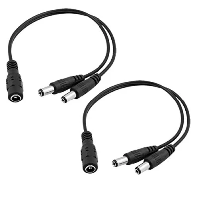 Abbildung von 2 Stück DC Strom Splitterkabel, Bestga 1 Buchse auf Stecker, 5,5 mm x 2,1 mm, Kamera Netzteil, Abzweigkabel, Klinkenstecker, Y Splitter für CCTV Überwachungskamera,
