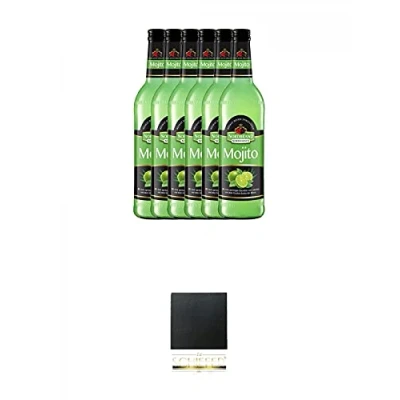 Abbildung von Nordbrand Mojito 15% 6 x 0,7 Liter + Schiefer Glasuntersetzer eckig ca. 9,5 cm Durchmesser