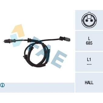 Abbildung von FAE 78095 ABS Sensor Vorderachse Hallsensor 2 685 RENAULT: TRAFIC Bus, Kasten, OPEL: Vivaro A Kastenwagen, Combi
