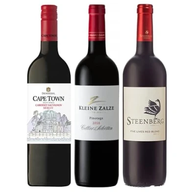 Abbildung von 3er Probierpaket Rotwein aus Südafrika zum Kennenlernen trocken 3 x 0,75 L.