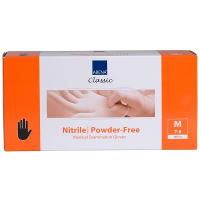 Abbildung von Abena Nitril Handschoenen Classic poedervrij Größe M zwart 100st