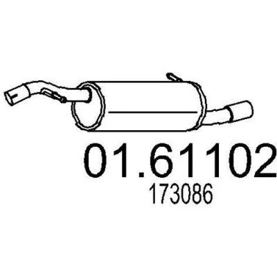 Abbildung von MTS 01.61102 Endschalldämpfer 1040 PEUGEOT: 207 Schrägheck, CC, 208 I Schrägheck