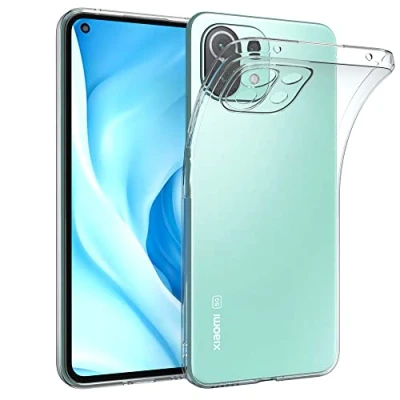 Abbildung von EAZY CASE Hülle kompatibel mit Xiaomi Mi 11 Lite/Mi Lite 5G / NE Schutzhülle Silikon, Ultra dünn, Slimcover, Handyhülle, Silikonhülle, Backcover, Durchsichtig, Klar Transparent