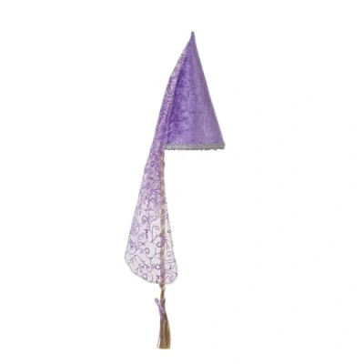 Abbildung von Rapunzel Hut mit Zopf, lila Faschingshut f&uuml;r Kinder