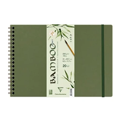 Abbildung von Clairefontaine 975930C Spiralalbum Bamboo Aquarelle, 20 Blatt Bambuspapier 250g, DIN A4 21x29,7cm, 1 Album