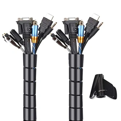 Abbildung von MOSOTECH Universal Kabelschlauch 2x1.5 M Flexible Kabelkanal Cord Organizer Kabelhülle Schutz System fürTV, Computer, Heimkino