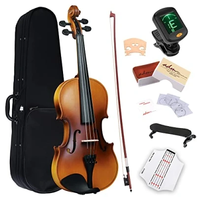 Abbildung von ADM Violine 4/4 Erwachsene, Anfänger Kinder Geige 12+ Jahre mit Griffbrettaufkleber, Schulterstütze und Stimmgerät
