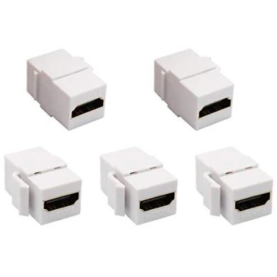 Abbildung von AAOTOKK HDMI Keystone Modul, Vergoldeter Weiblich auf Einsatz Kupplung Adapter,für 4 K Ultra HD UHD 1080P Kabel für Wandplatte Steckdose Panel.(Weiß/5 Stücke)