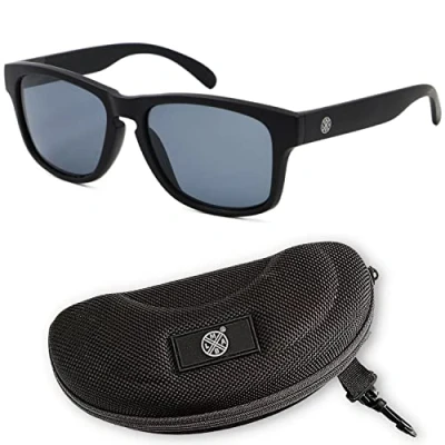 Abbildung von LMAB Schwimmende Polbrille, Polarisationsbrille zum Angeln, Modell Sclera verspiegelt mit Etui und Tasche, Farbe Black/Charcoal Black 07