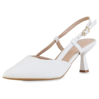 Abbildung von VAN HILL Damen Slingpumps Stiletto Prints Trendy Schuhe 217338 Weiss 36