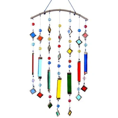 Abbildung von HAB &amp; GUT FM409 Windspiel Glasperlen Glasstreifen, 38x14cm Mobile Deko von Fenster, Wand, Terrasse und Balkon