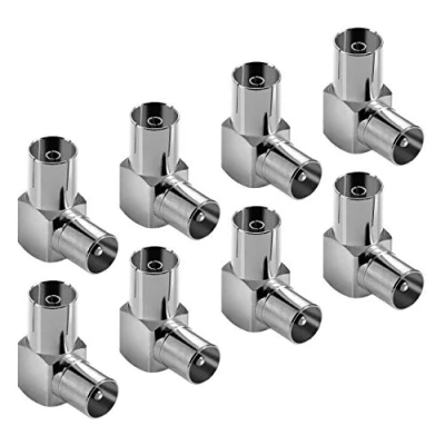 Abbildung von POPPSTAR 8X Antennen Winkeladapter (90 Grad gewinkelt) (IEC Antennenstecker auf Buchse) Winkelstecker für Antennenanschlüsse, Radio